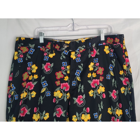 Loudmouth Womens Black Floral Multicolor Golfing Capri Pants 20W Plus - Picture 2 of 5